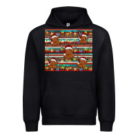 Christmas Turquoise Serape Highland Cow Urban Hoodie | Teevron