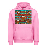 Fuchsia Pink christmas turquoise serape highland cow Urban Hoodie - BarkalooDesign
