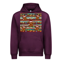 Mauve Wine christmas turquoise serape highland cow Urban Hoodie - BarkalooDesign