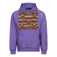 Tulip christmas turquoise serape highland cow Urban Hoodie - BarkalooDesign