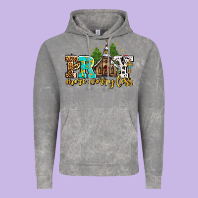 Pray More Worry Less With Church Vintage Hoodie Designed By Adodesignshop