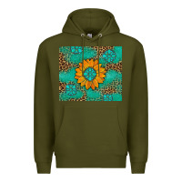 Army Green Sunflower Gemstone Leopard Premium Hoodie - Artiststas