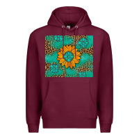 Burgundy Sunflower Gemstone Leopard Premium Hoodie - Artiststas