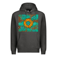 Charcoal Heather Sunflower Gemstone Leopard Premium Hoodie - Artiststas