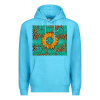 Ocean Blue Sunflower Gemstone Leopard Premium Hoodie - Artiststas