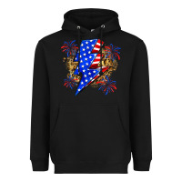 Black American lightning bolt Heavyweight Hoodie - Zillion Design Studio