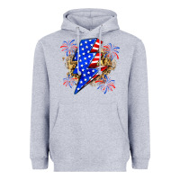 Heather Grey American lightning bolt Heavyweight Hoodie - Zillion Design Studio