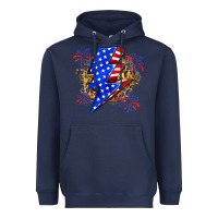 Navy American lightning bolt Heavyweight Hoodie - Zillion Design Studio