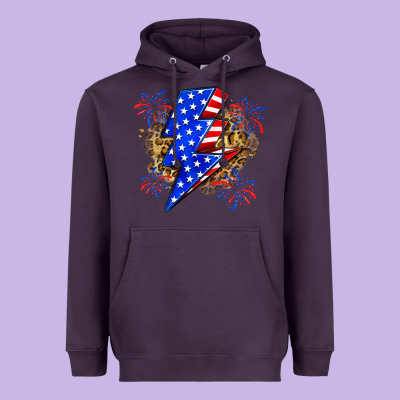 American Lightning Bolt Heavyweight Hoodie Designed By Zillion Design Studio