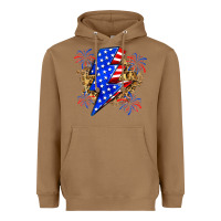 Toasted Coconut American lightning bolt Heavyweight Hoodie - Zillion Design Studio