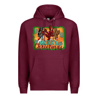 Burgundy merry christmas cactus Premium Hoodie - AdoDesignShop