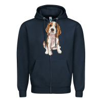 Navy beagle Zipper Hoodie - RanaPortraitStore
