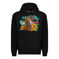 Black horse with sunflowers Premium Hoodie - Artiststas