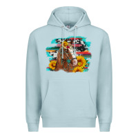 Blue Mist horse with sunflowers Premium Hoodie - Artiststas