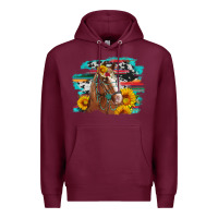 Burgundy horse with sunflowers Premium Hoodie - Artiststas