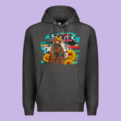 Horse With Sunflowers Premium Hoodie Designed By Artiststas