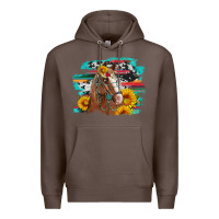 Coffee horse with sunflowers Premium Hoodie - Artiststas