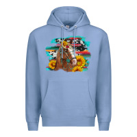 Colony Blue horse with sunflowers Premium Hoodie - Artiststas