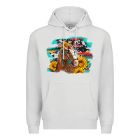 Dove Grey horse with sunflowers Premium Hoodie - Artiststas