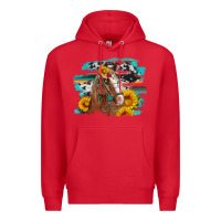 Red horse with sunflowers Premium Hoodie - Artiststas
