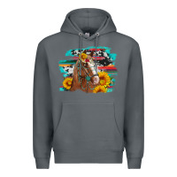 Rock horse with sunflowers Premium Hoodie - Artiststas