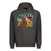 Smoke horse with sunflowers Premium Hoodie - Artiststas