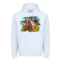 White horse with sunflowers Premium Hoodie - Artiststas