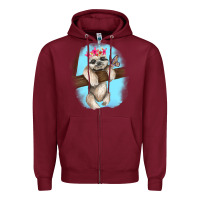 Burgundy baby sloth Zipper Hoodie - RanaPortraitStore