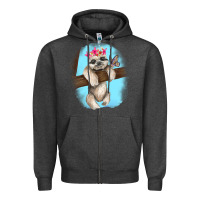 Charcoal Heather baby sloth Zipper Hoodie - RanaPortraitStore