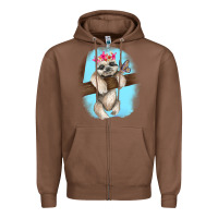 Chestnut baby sloth Zipper Hoodie - RanaPortraitStore