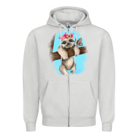 Dove Grey baby sloth Zipper Hoodie - RanaPortraitStore