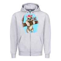 Heather Grey baby sloth Zipper Hoodie - RanaPortraitStore