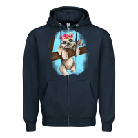 Navy baby sloth Zipper Hoodie - RanaPortraitStore
