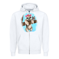 White baby sloth Zipper Hoodie - RanaPortraitStore