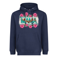 Navy mama leopard with turquoise background Heavyweight Hoodie - texasbilliewilder