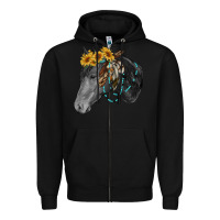 Black black and white western horse Zipper Hoodie - RanaPortraitStore