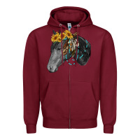 Burgundy black and white western horse Zipper Hoodie - RanaPortraitStore