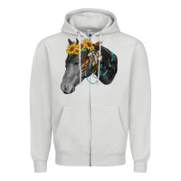 Dove Grey black and white western horse Zipper Hoodie - RanaPortraitStore