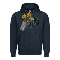 Navy black and white western horse Zipper Hoodie - RanaPortraitStore