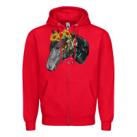 Black And White Western Horse Zipper Hoodie | Teevron