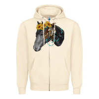 Sandshell black and white western horse Zipper Hoodie - RanaPortraitStore