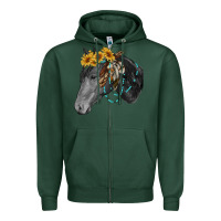 Sports Green black and white western horse Zipper Hoodie - RanaPortraitStore