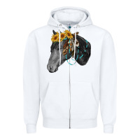 White black and white western horse Zipper Hoodie - RanaPortraitStore