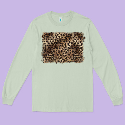 Handdrawn Leopard Pattern Brown Long Sleeve Tee Designed By Barkaloodesign