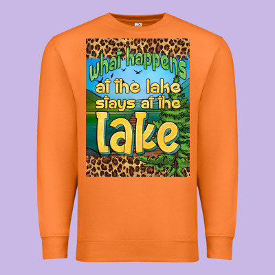 What Happens At The Lake Stays At The Lake Air Freshener Premium Sweatshirt Designed By Hra Design Shop