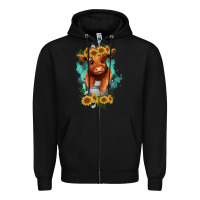 Black baby cow in a bucket Zipper Hoodie - RanaPortraitStore