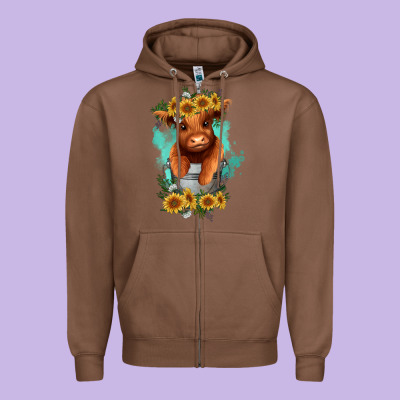 Zipper Hoodie baby cow in a bucket