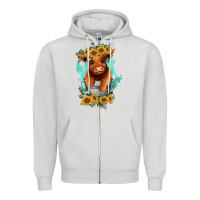 Dove Grey baby cow in a bucket Zipper Hoodie - RanaPortraitStore