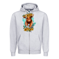 Heather Grey baby cow in a bucket Zipper Hoodie - RanaPortraitStore