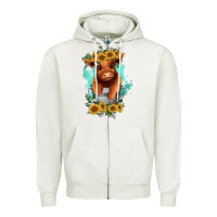 Oatmeal Heather baby cow in a bucket Zipper Hoodie - RanaPortraitStore
